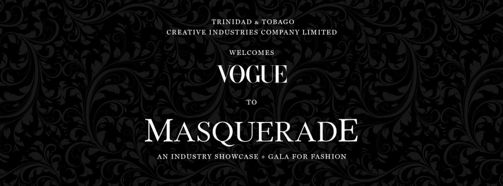 Black patterned Masquerade Facebook banner with event title and organiser details